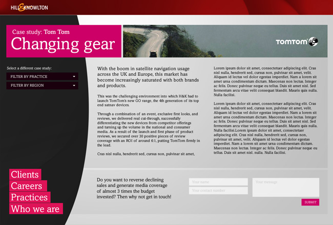 Hill and Knowlton Internal page design