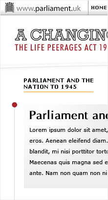 Detail of headlines Flash element on homepage