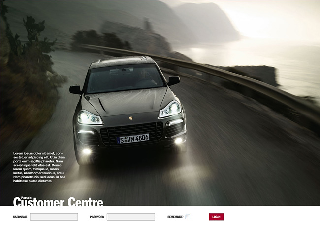 Porsche Customer Centre homepage login