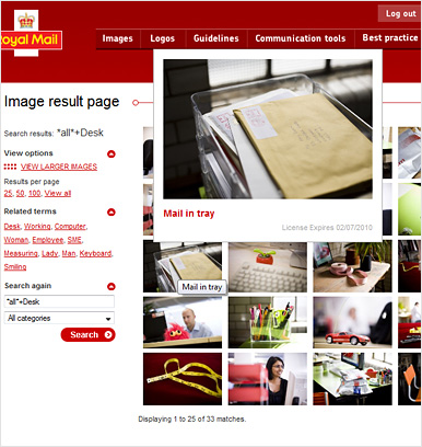 Image Gallery showing rollover in the Brand Centre
